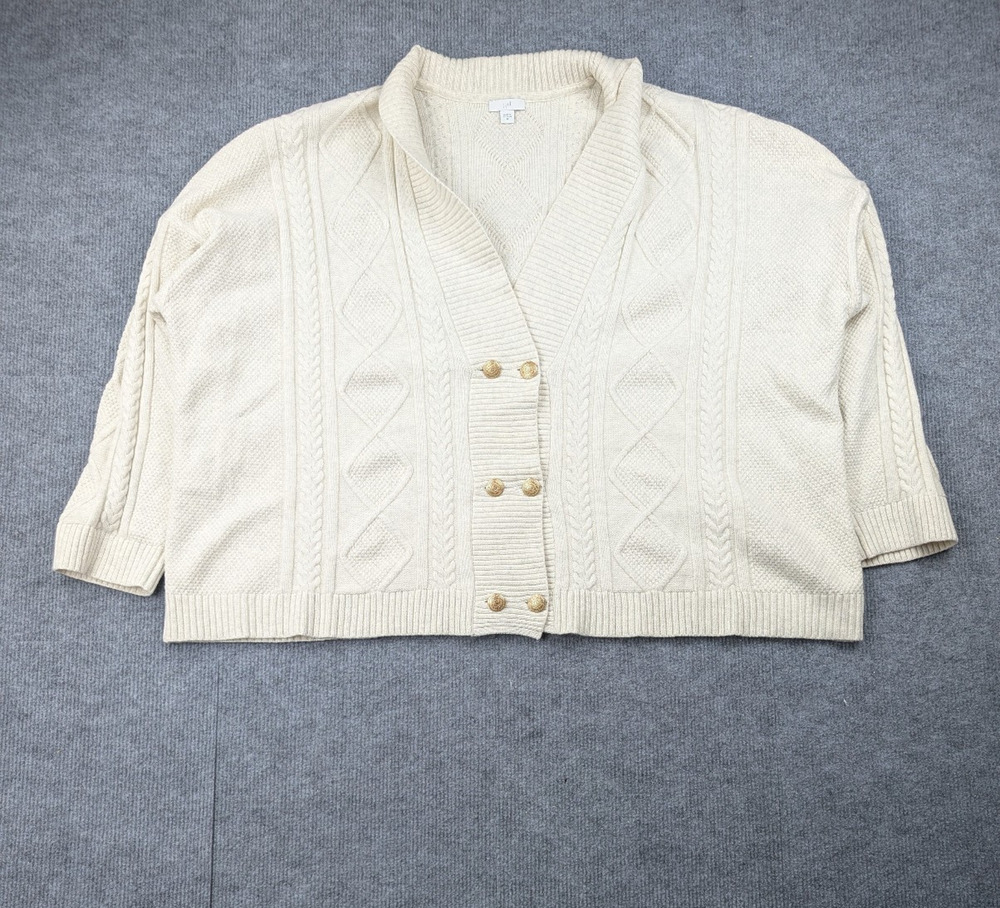 J Jill Cable Knit Sweater Womens 4X Cream Quiet Luxury Minimal Cozy Capsule